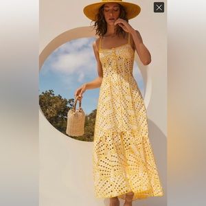 Yellow Eyelet Maxi Dress
